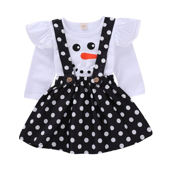 NWT Little Girl Snowman Top With Polka Dot Jumper - Picture 7 of 7